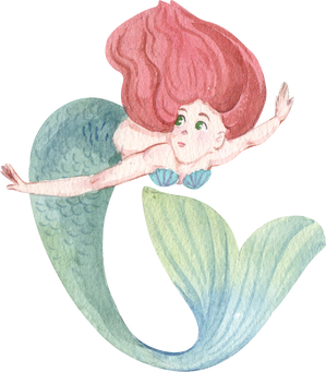 Mermaid Swimming Illustration 