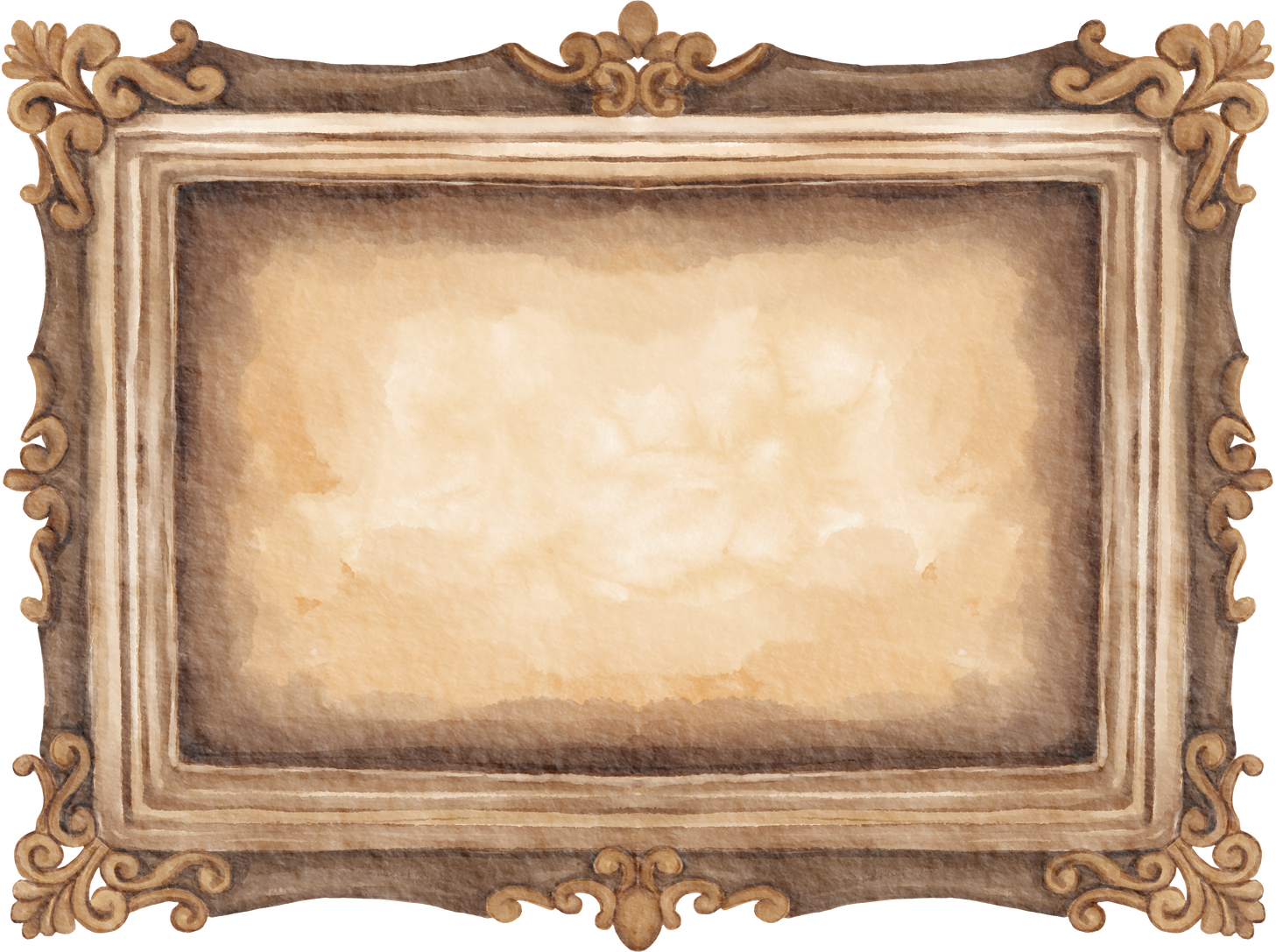 Ornate Vintage Watercolor Frame